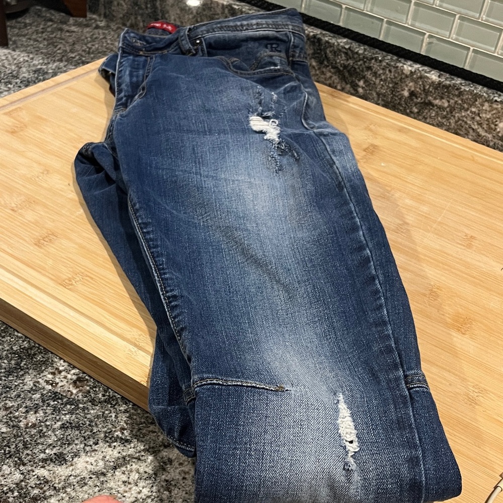Distressed Blue Jeans - Picture 2 of 16
